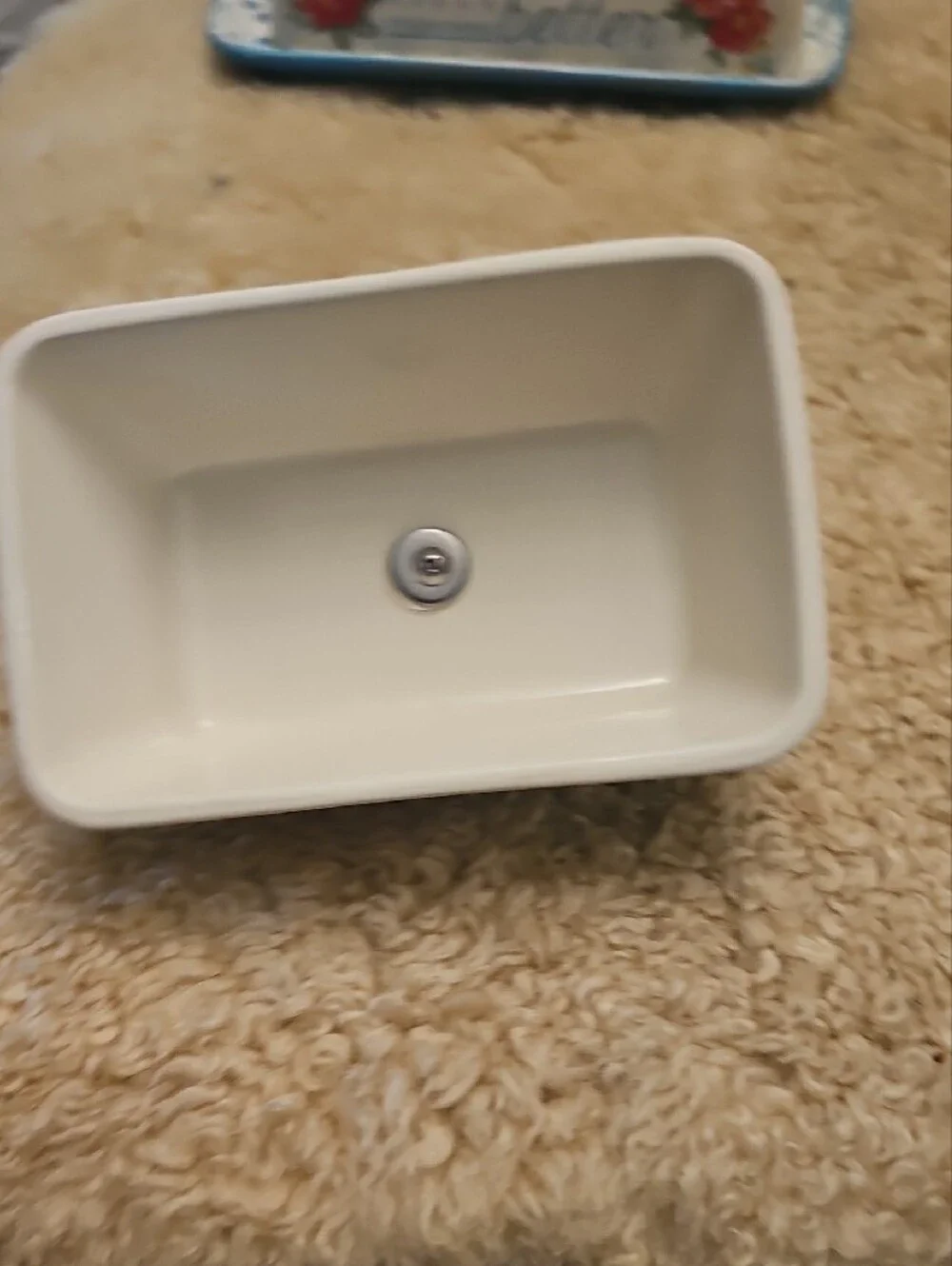 The Pioneer Woman Light Blue Floral Ceramic Butter Dish with Clear Glass Knob